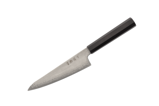 Hatsukokoro Hikari Damascus SLD Ebony Ko-Santoku 150mm - Kakushin