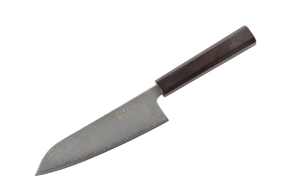 Hatsukokoro Hikari Damascus SLD Ebony Santoku 170mm