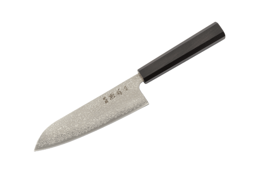 Hatsukokoro Hikari Damascus SLD Ebony Santoku 170mm - Kakushin