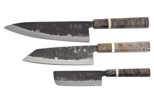 Hatsukokoro Kurogane Birch 3 - Pcs Carbon Knife Set - Kakushin