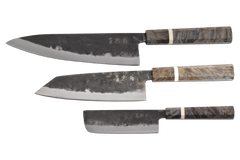 Ensemble de couteaux en carbone Hatsukokoro Kurogane Birch 3 pièces