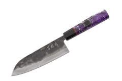 Hatsukokoro Kurogane Custom Purple Swirl Santoku 165mm