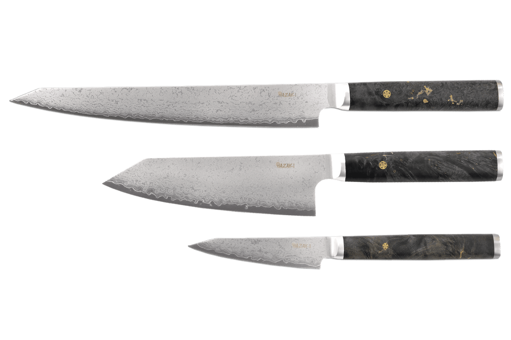 Hazaki Pro Maple Burl 3-Pcs Knife Set