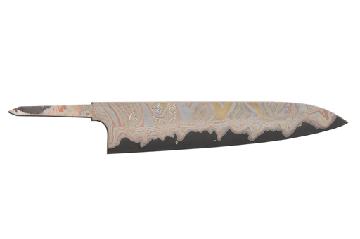 Irodori Ao2 Kurozome Rainbow Damascus Gyuto 240mm (Blade Only) - Kakushin