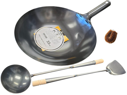 Japanese Carbon Wok, Ladle & Spatula Cooking Set - Kakushin