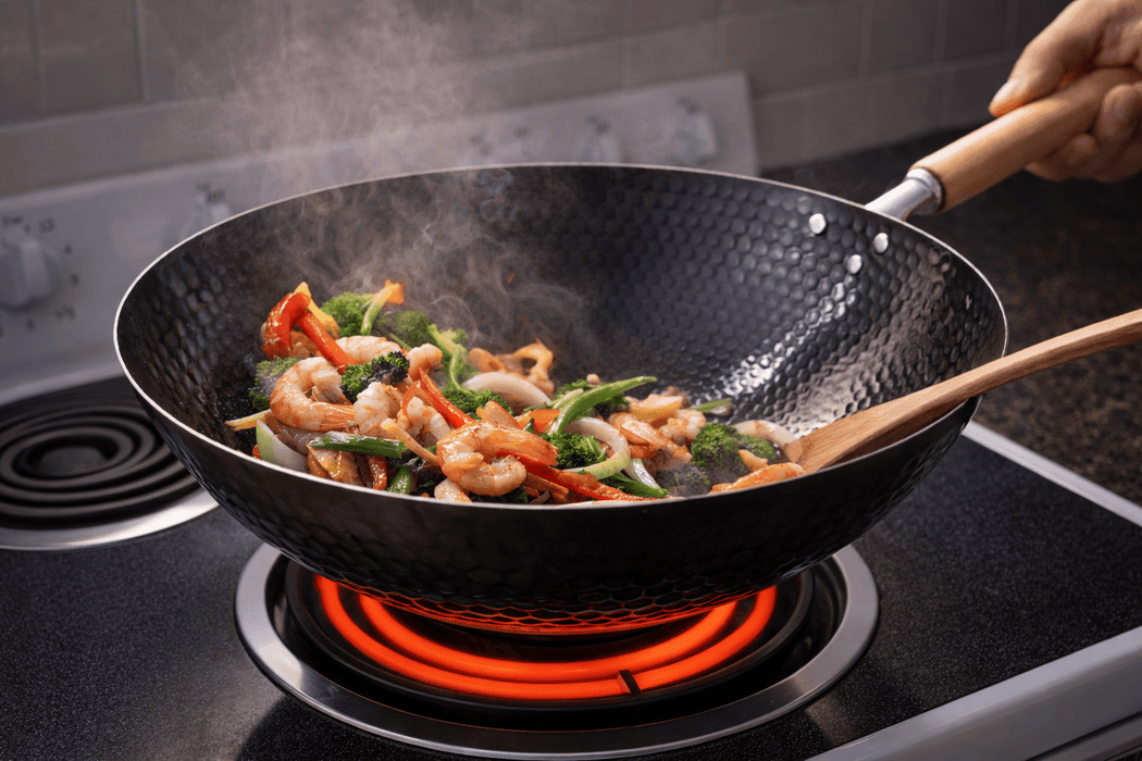 Japanese Honeycomb V2 Wok | Multi - Functional Flat Bottom 30cm - Kakushin