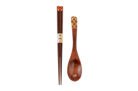 Japanese Red Lacquered Chopsticks and Spoon