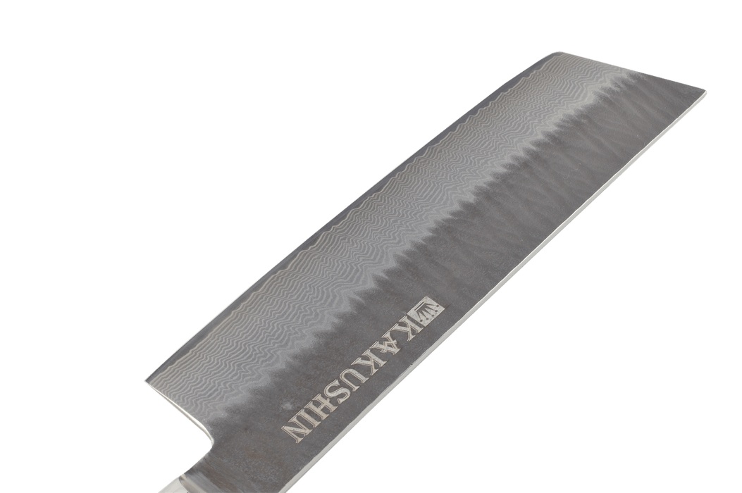 Kaien Damascus Kurouchi (Blue) Nakiri 170mm - Kakushin