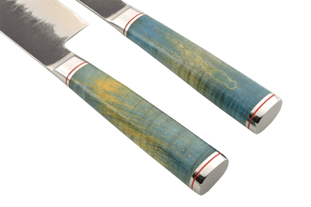 Kaien Damascus Kurouchi (Blue) Nakiri 170mm - Kakushin