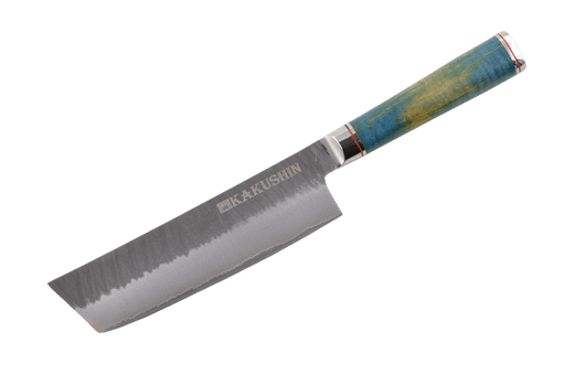 Kaien Damascus Kurouchi (Blue) Nakiri 170mm - Kakushin