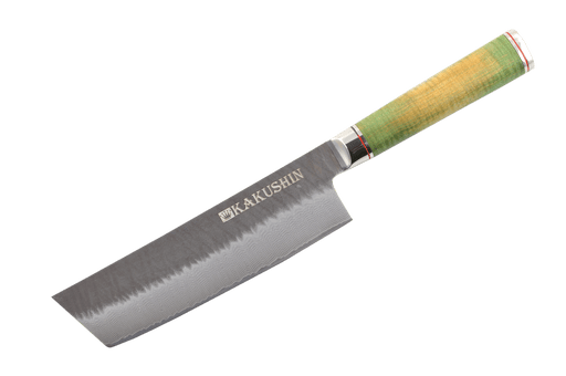 Kaien Damascus Kurouchi (Green) Nakiri 170mm - Kakushin