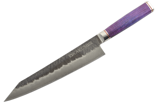 Kaien Damascus Kurouchi (Purple) Kiritsuke 240mm - Kakushin