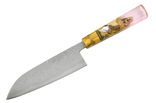 Kajiwara Custom Ao Migaki - Damas Santoku 165mm - Kakushin