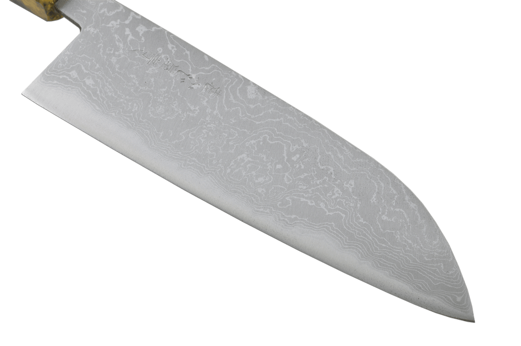 Kajiwara Custom Ao Migaki - Damas Santoku 165mm - Kakushin