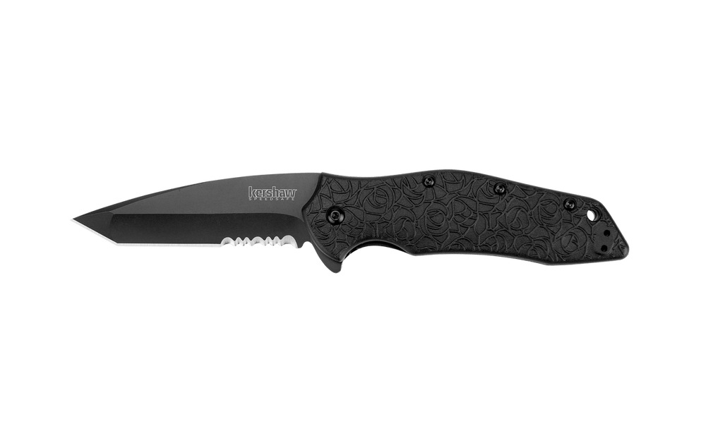 Couteau de poche Kershaw Kuro Tanto noir dentelé 80mm