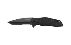 Kershaw Kuro Tanto - Black Serrated Pocket Knife 80mm