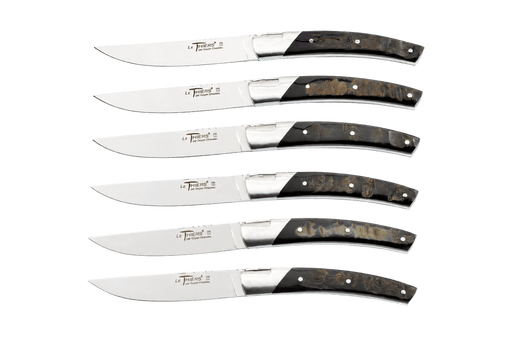 Le Thiers Pirou Prestige Black Buffalo Horn Steak Knives Set 112mm - Kakushin