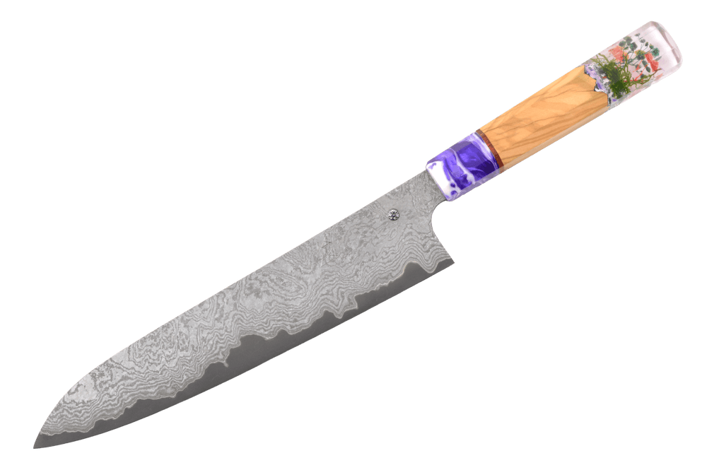 MONΛRK x Hatsukokoro XEOS Shinogi Custom Gyuto en damas floral 240 mm