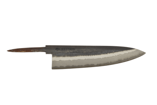 Nickel Damascus & Stainless Shims Kurouchi 52100 Gyuto 210mm (Blade Only) - Kakushin