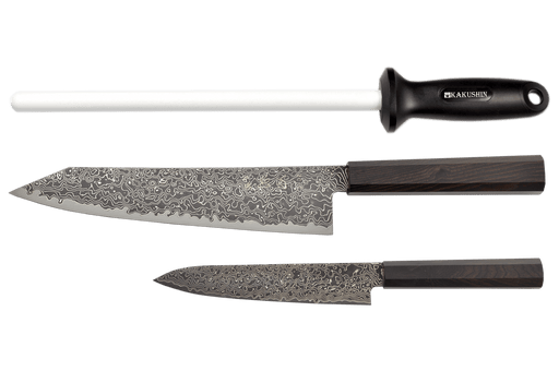 Ryuhyo Kurozome R2/SG2 Black Damascus 3 - Pcs Knife Set 2.0 - Kakushin