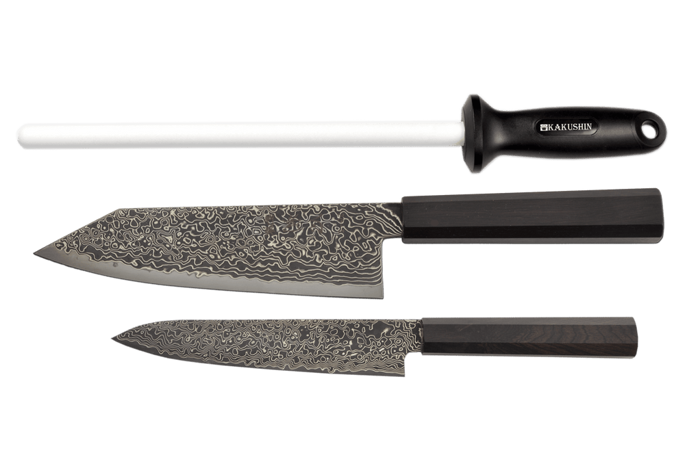 Ryuhyo Kurozome R2/SG2 Black Damascus 3-Pcs Knife Set