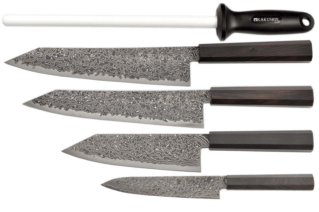 Ryuhyo Kurozome R2/SG2 Black Damascus 5-Pcs Set - Kakushin