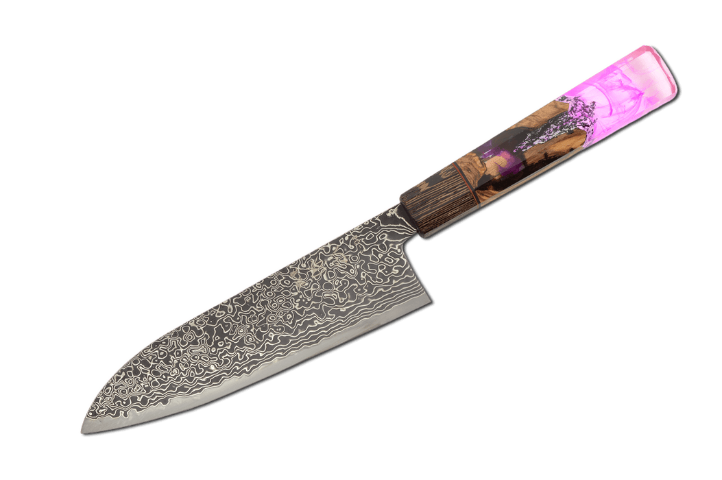 Ryuhyo Kurozome R2/SG2 Damascus Custom Santoku 170mm - Kakushin