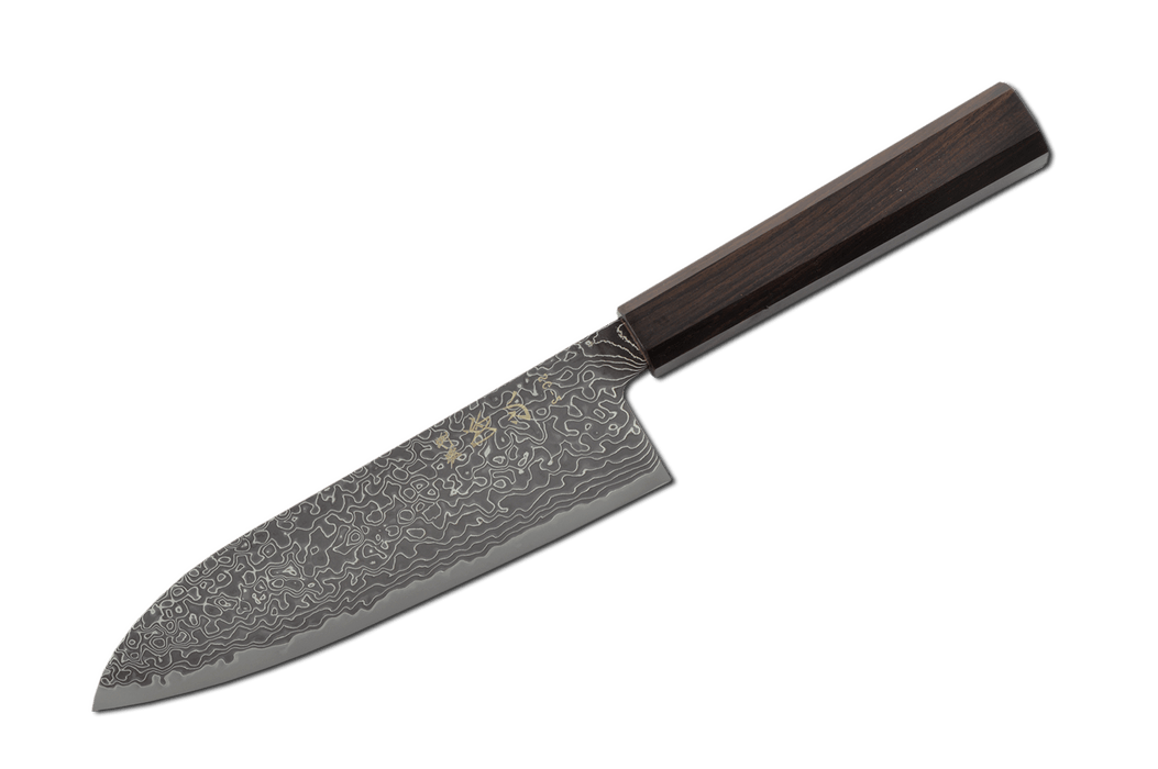 Ryuhyo Kurozome R2/SG2 Damascus Santoku 170mm - Kakushin
