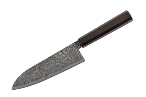 Ryuhyo Kurozome R2/SG2 Damascus Santoku 170mm - Kakushin