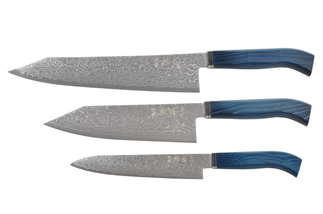 Ryuhyo Migaki R2/SG2 Damascus Western Wa-BMK 3-Pcs Knife Set - Kakushin