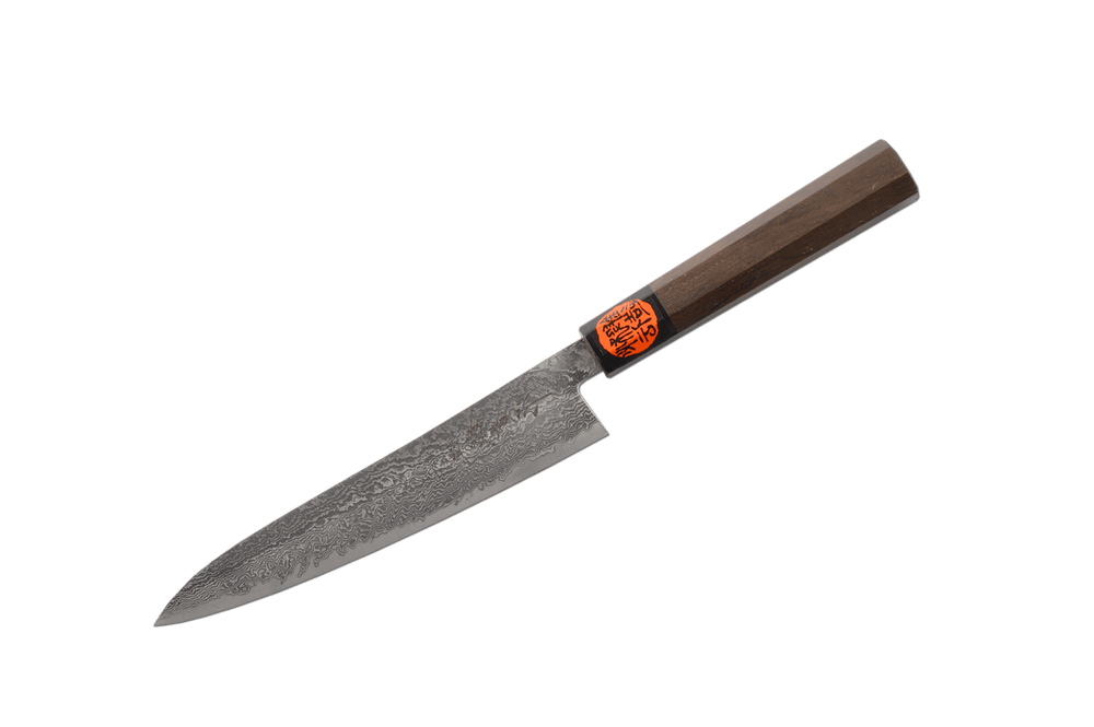 Shigeki Tanaka Couteau Petty 150 mm en noyer et damas à 33 couches R2 (SG2)