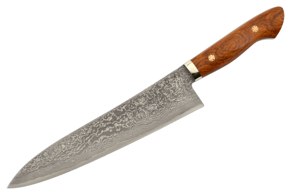 Shigeki Tanaka SG2 Gyuto en damas noir et bois de fer 240 mm