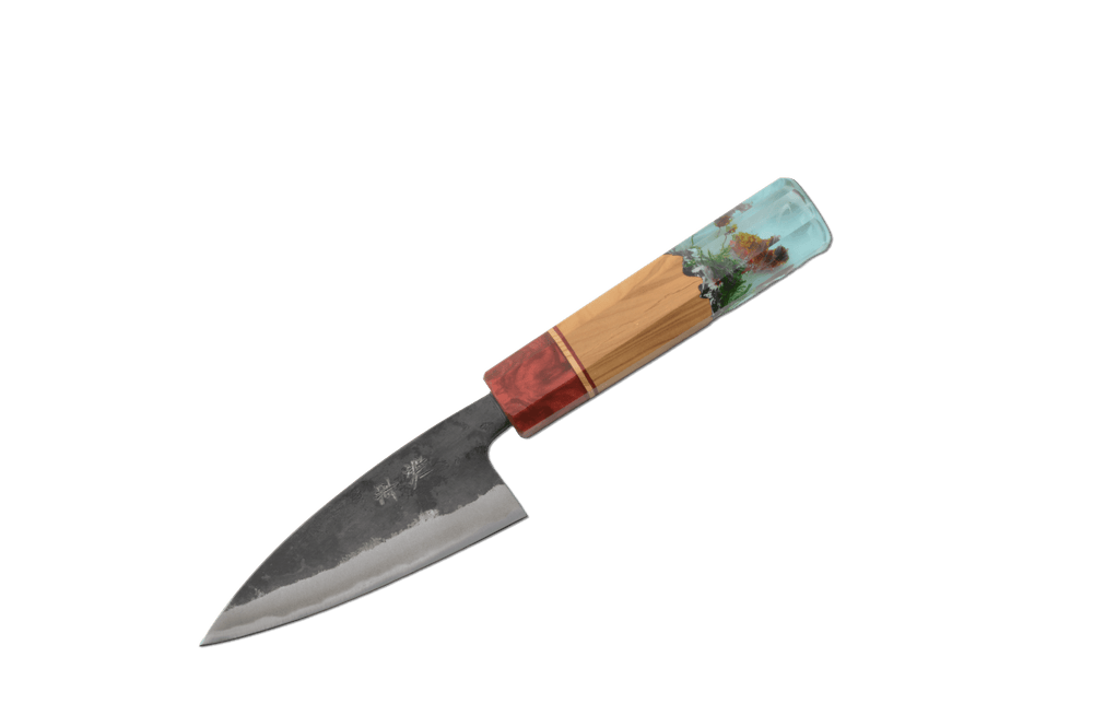 Shinka AO2 Kurouchi floral personnalisé Petty 105mm