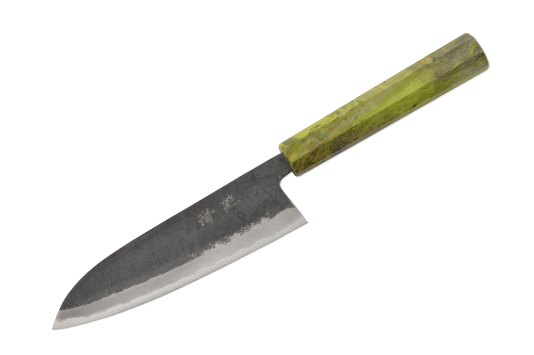 Shinka AO2 Kurouchi Green Birch Custom Santoku 165mm - Kakushin