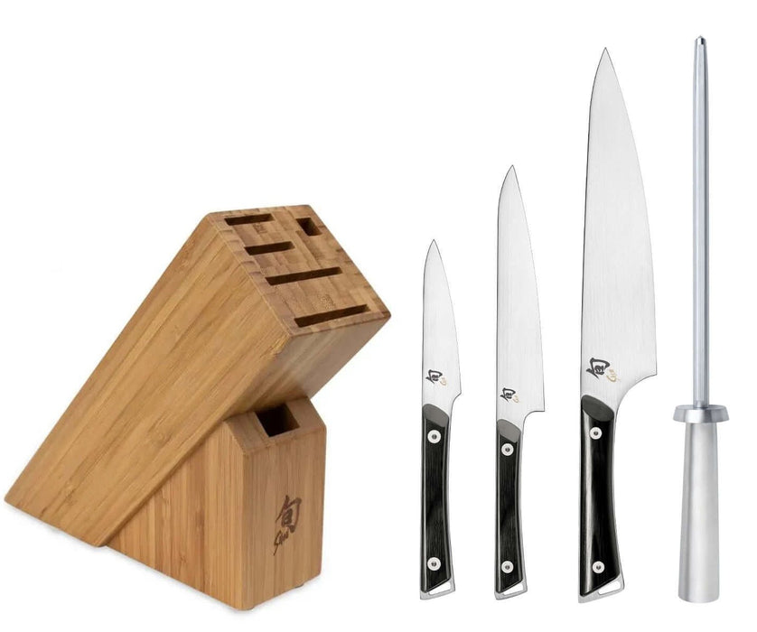 Shun Kazahana 5 - Pcs Starter Japanese Knife Set w/ Slimline Block - Kakushin