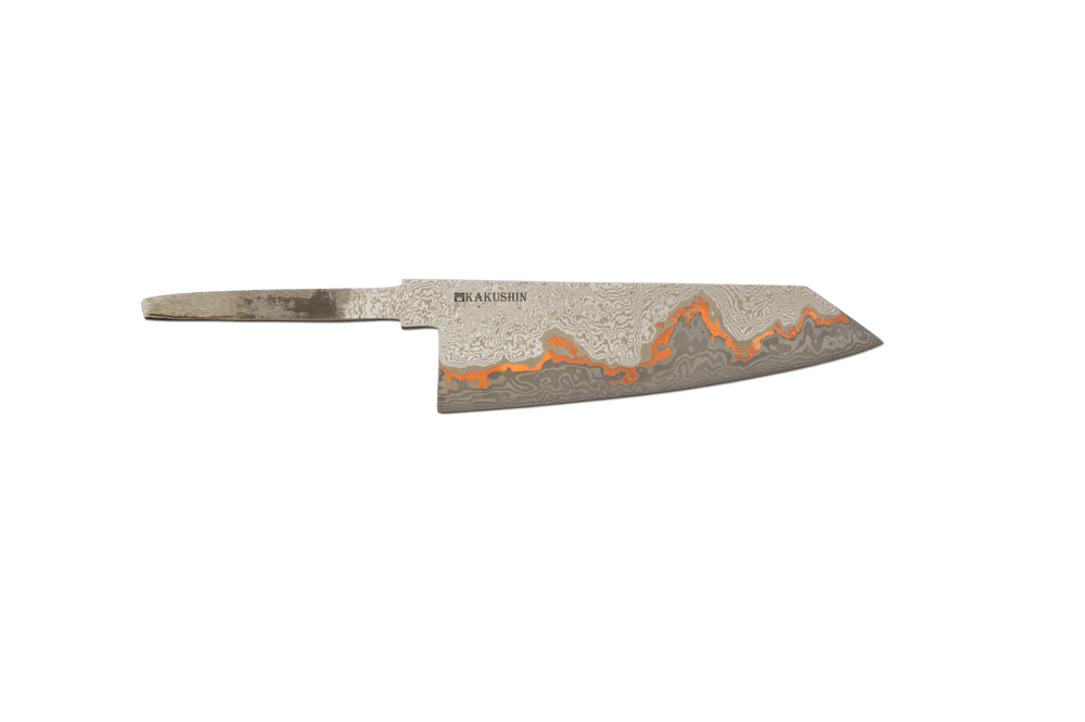 Silver and Black Copper Damascus Honesuki Petty 150mm (Blade Only)
