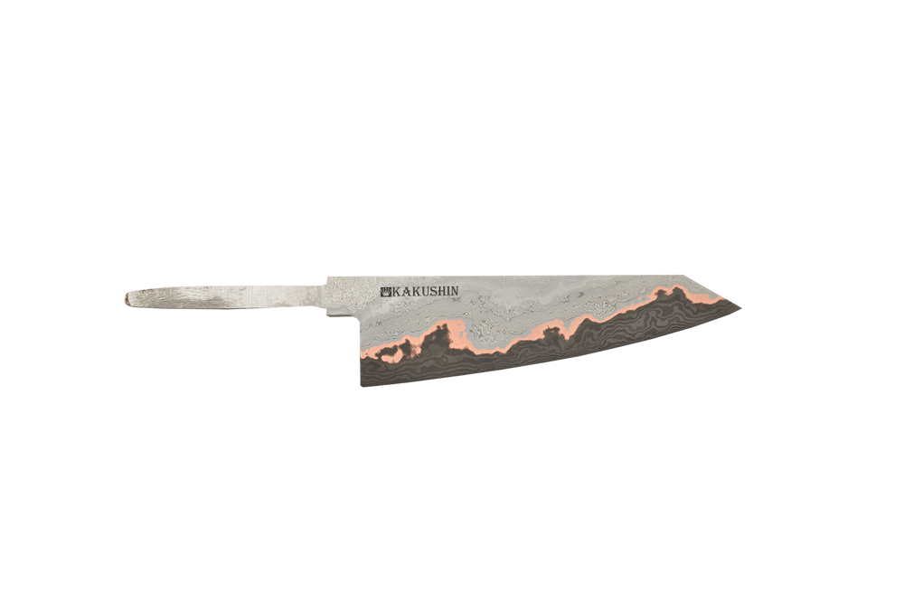 Honesuki Petty en cuivre damassé argent et noir 150mm (lame seulement)