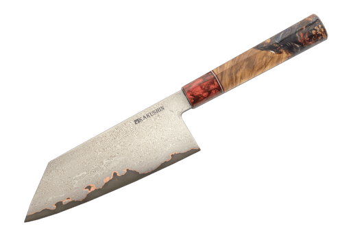 Stainless Damascus Copper 52100 Custom Epoxy Bunka 165mm - Kakushin