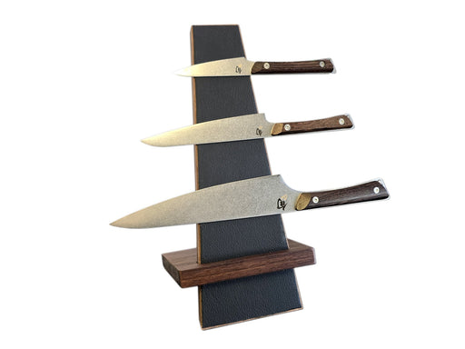 Walnut & Leather Magnet Knife A-Rack - Kakushin