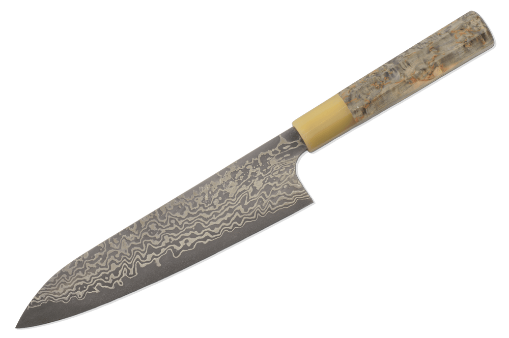 Yorokobi Custom SLD Kurouchi Damascus Gyuto 210mm