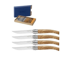 Olive Wood Chic II Steak Knives - Opinel 4 Piece Set
