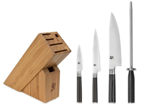 Shun Classic 5-Pcs Starter Japanese Knife Set with Block
