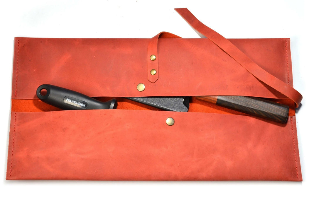 Tandy Leather Red/Orange Chef Knife Roll (2 Slots) - Kakushin