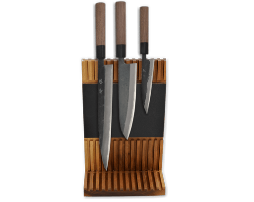 Walnut & Leather Grooved Magnet Knife Rack - Kakushin
